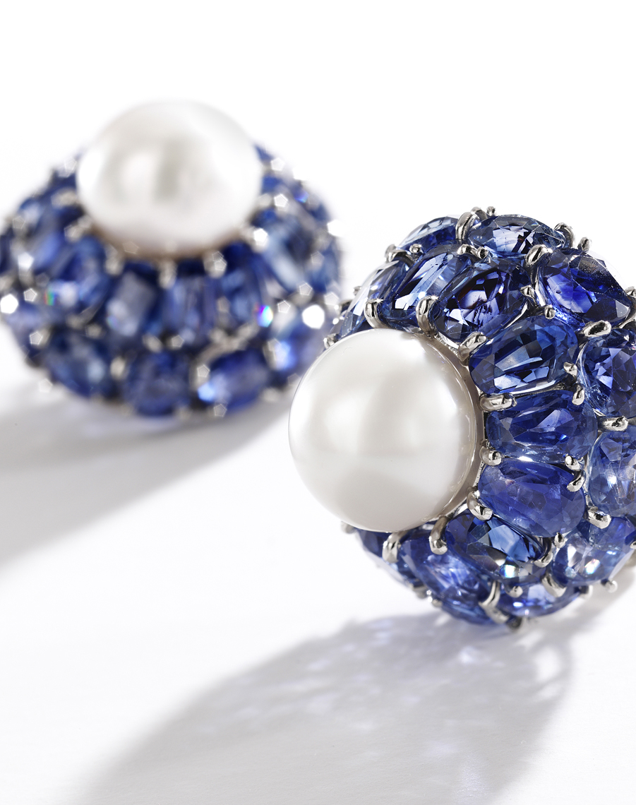 Jewelry Photography - Sapphire and Pearl Earclips