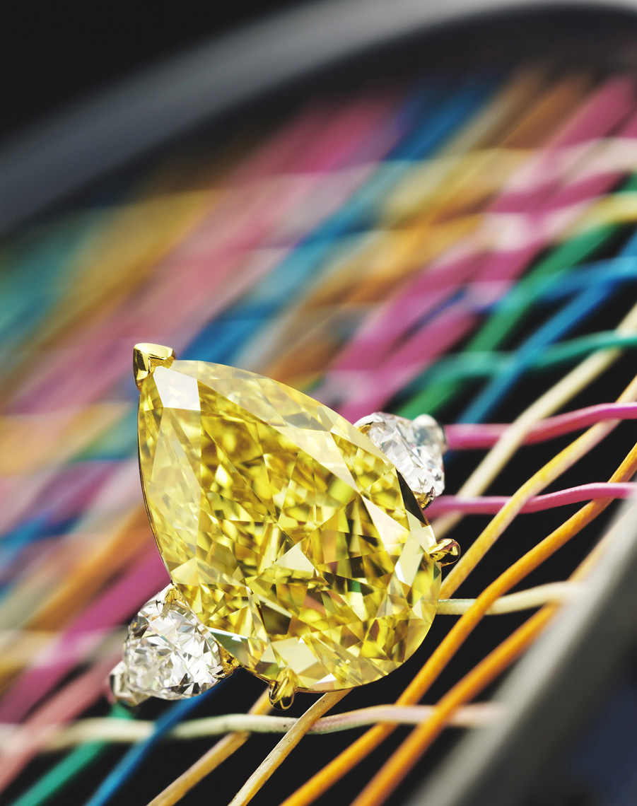 Jewelry Photography - Fancy Yellow Pear Shaped Diamond Ring
