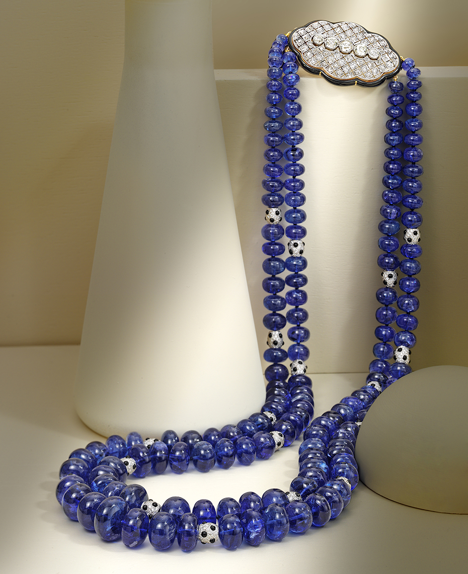 Editorial Photography - Sapphire and diamond bead necklace