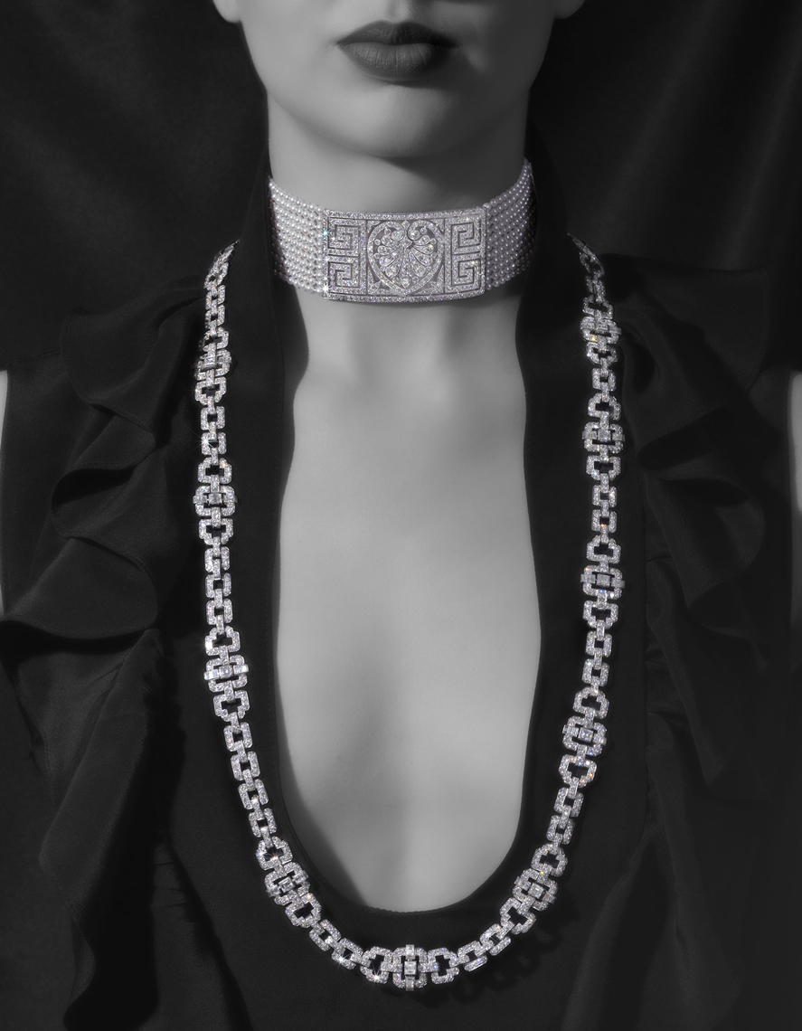 SquareMoose Jewelry Photography  - Diamond Necklace w Model